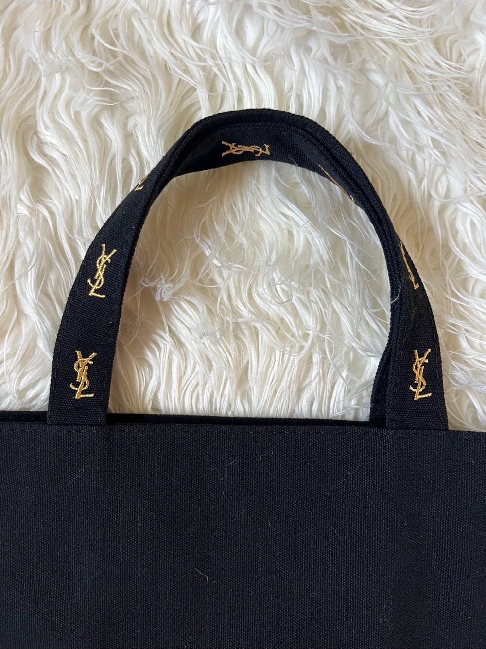 Yves Saint Laurent Black Canvas Tote with Gold YSL Embroidery, GWP - Picture 3 of 16